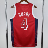 2024 Olympic Game USA CURRY # 4 Red Basketball Jersey