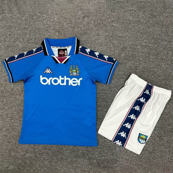 1997-1998 Man City Home Kids Retro Soccer Jersey