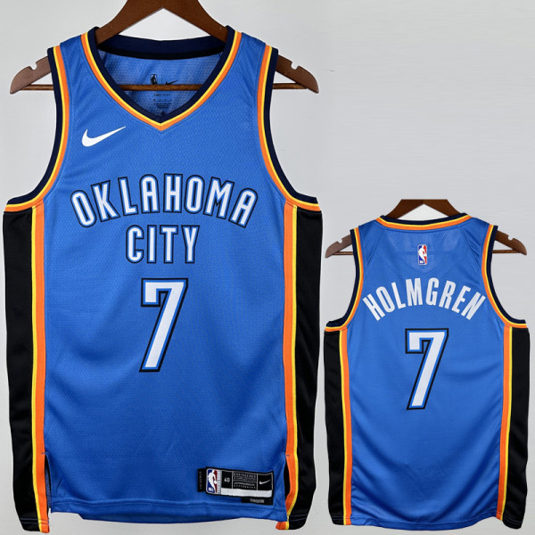 2022-23 OKC Thunder HOLMGREN #7 Blue City Edition Top Quality Hot Pressing NBA Jersey