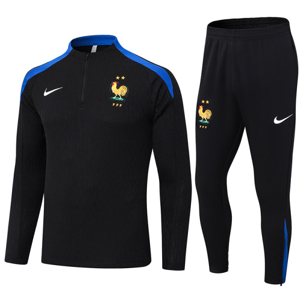 2024-25 France Black Half Pull Tracksuit (半拉链)