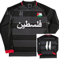 2024-25 Palestina FC Black Green Long Sleeve Soccer Jersey (长袖)红袖边