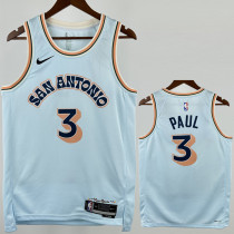2024-25 SA Spurs PAUL #3 Light blue City Edition Top Quality Hot Pressing NBA Jersey