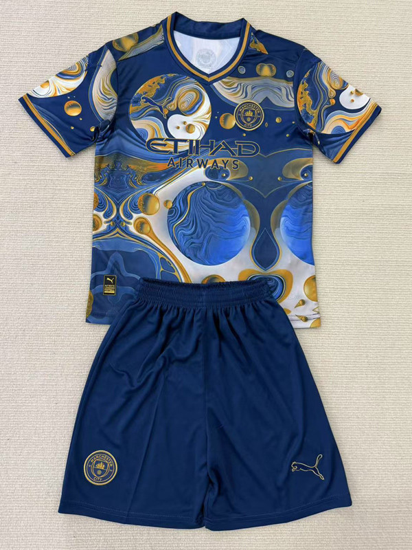 2025-26 Man City Blue Concept Edition Kids Soccer Jersey