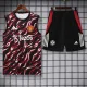2025-26 Man Utd Black red Tank top and shorts suit