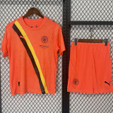 2025-26 Man City Orange Goalkeeper Kids Soccer Jersey