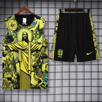 2025-26 Brazil Yellow Tank top and shorts suit