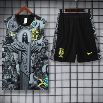 2025-26 Brazil Grey Tank top and shorts suit