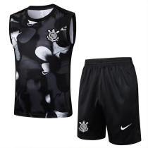 2025-26 Corinthians Black Tank top and shorts suit #D2523