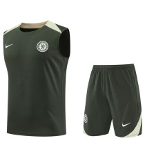 2025-26 CHE Army green Tank top and shorts suit