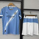 2025-26 Man City Home Kids Soccer Jersey