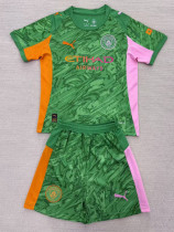 2025-26 Man City Green Goalkeeper Kids Soccer Jersey