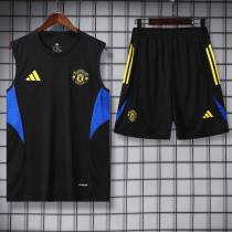 2025-26 Man Utd Black Tank top and shorts suit
