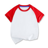 New Summer Cotton Short Sleeves Red White #E01