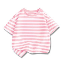 New Summer Cotton Short Sleeves Pink White #Q01