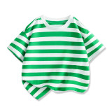 New Summer Cotton Short Sleeves Green White #Q01