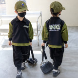 New Boys' Black Green Autumn Set #A009