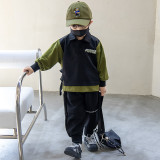 New Boys' Black Green Autumn Set #A009