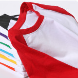 New Summer Cotton Short Sleeves Red White #E01