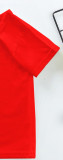 New Summer Cotton Short Sleeves Red #CE01