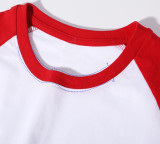New Summer Cotton Short Sleeves Red White #E01
