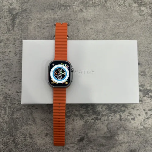 Apple Watch Ultra Titanium Case with Orange Ocean Band