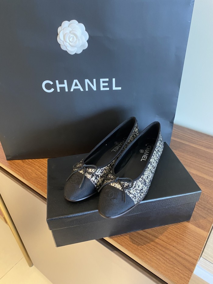 Chanel Ballerinas Fabric & Grosgrain 35