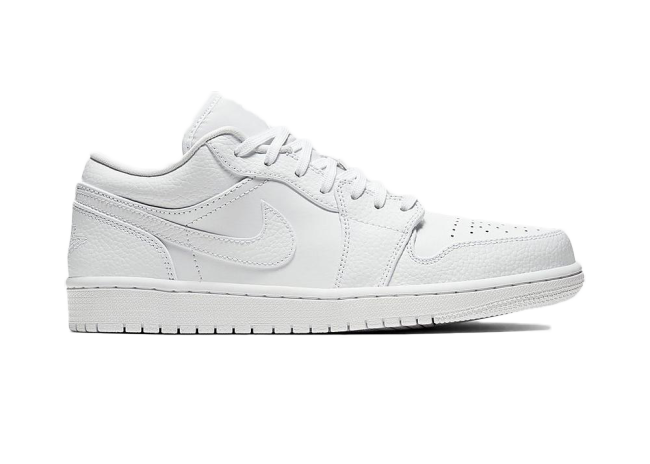 Jordan 1 Low Triple White Tumbled Leather