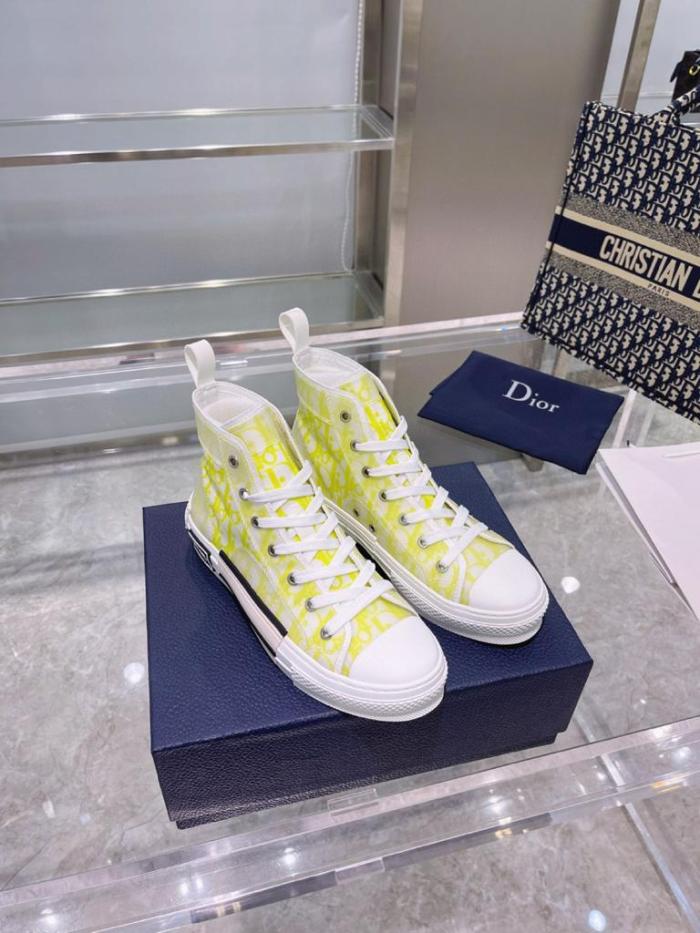 Dior B23 High Top White Yellow Oblique