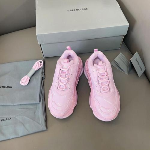 Balenciaga All Over Logo Triple S Pink White