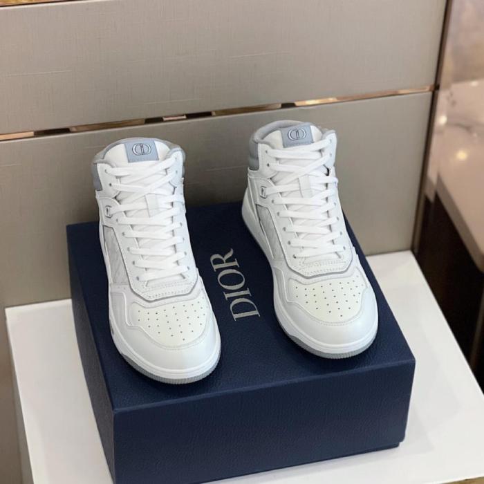 Dior B27 High White and Gray Smooth Calfskin with White Dior Oblique Galaxy Leather