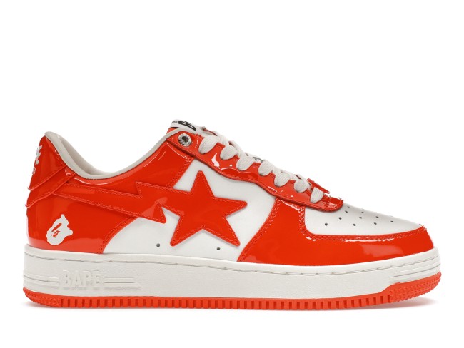 A Bathing Ape Bape Sta Patent Leather Orange White