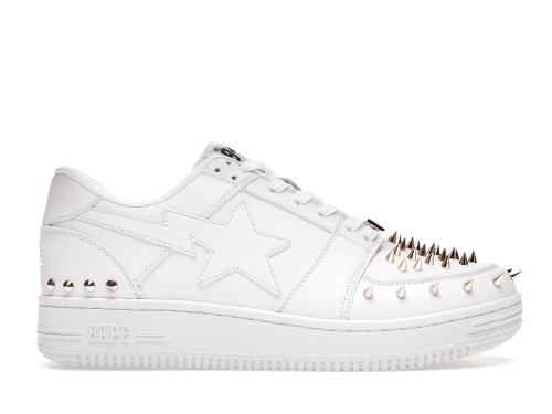 A Bathing Ape Bape Sta Low White Gold Studded