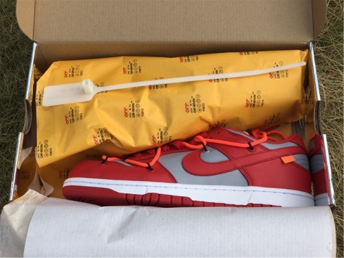Authentic OFF-WHITE x Nike Dunk Low University Red