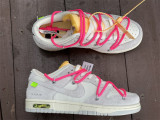 Authentic OFF-WHITE x Futura x Nike Dunk Low Grey Hyper Pink