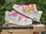Authentic OFF-WHITE x Futura x Nike Dunk Low Grey Hyper Pink