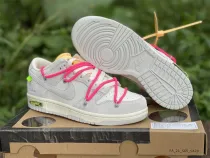 Authentic OFF-WHITE x Futura x Nike Dunk Low Grey Hyper Pink