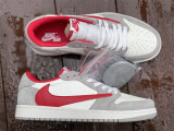 Authentic Travis Scott x Air Jordan 1 Low White/Gray/Red