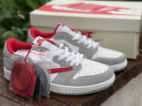 Authentic Travis Scott x Air Jordan 1 Low White/Gray/Red