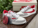 Authentic Travis Scott x Air Jordan 1 Low White/Gray/Red
