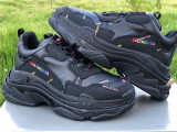 Authentic Balenciaga Triple s Black Colorful Words