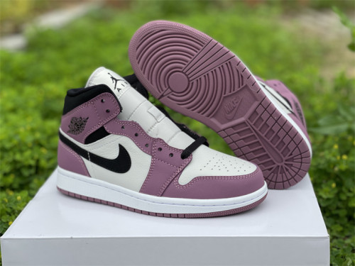Authentic Air Jordan 1 Mid Light Mulberry/Black