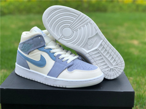 Authentic Air Jordan 1 Mid White/Blue