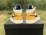 Authentic Air Jordan 1 MID White/Orange/Purple Gold Lakers