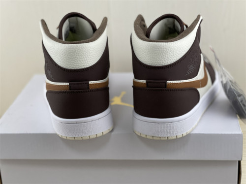 Authentic Air Jordan 1 Mid Beige/Brown