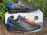 Authentic OFF-WHITE x Air Jordan 2 Low Black/Blue/Red
