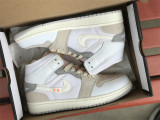 Authentic CLOT x Air Jordan 1 Mid White/Gray/Yellow
