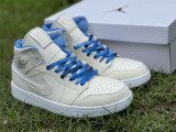 Authentic Air Jordan 1 Mid White/Blue