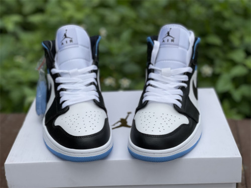 Authentic Air Jordan 1 Mid White/Black/University Blue