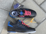 Authentic OFF-WHITE x Air Jordan 2 Low Black/Blue/Red