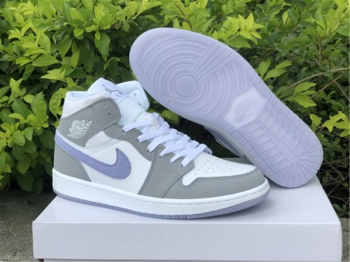 Authentic Air Jordan 1 Mid White/Gray/Blue